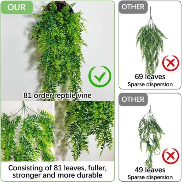 Reptile Plants Hanging Fake Vines Boston Climbing Terrarium Plant with Cup - Picture 4 of 7